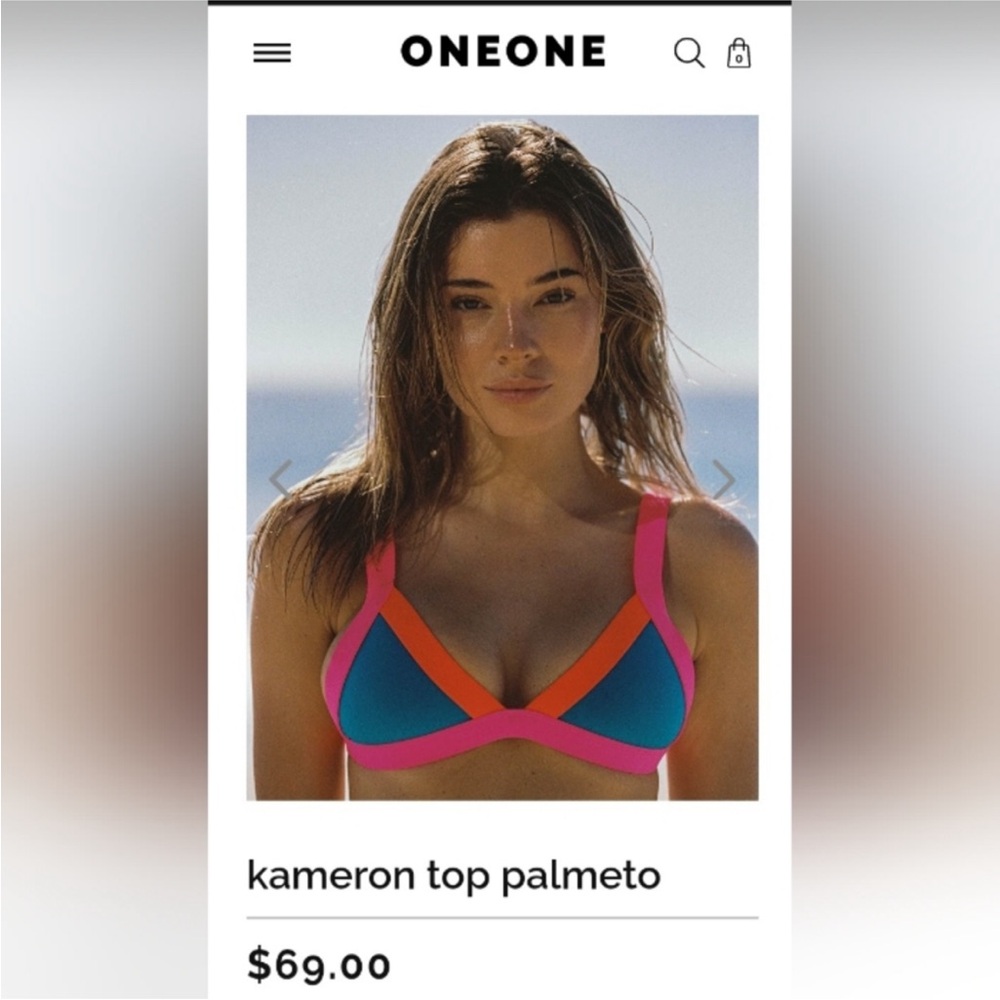 Blue and Pink Geometric Bikini Top